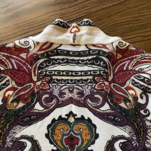 2 Piece Chicos 1/MED Artsy Multicolor Paisley Open Cardigan Duster Long Sleeves - Picture 4 of 8
